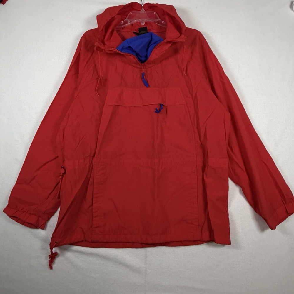 Vintage Eddie Bauer Anorak Windbreaker JacketMens‎ Medium Red Blue Hoodie Nylon